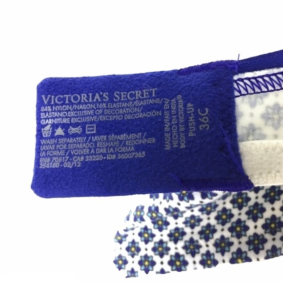 VICTORIA’S SECRET Bra Body By Victoria Push-Up Floral Flowers Blue White 36C - Picture 9 of 10